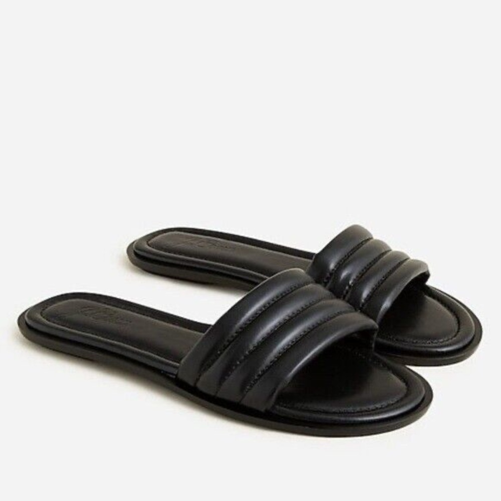 J. Crew Black Quilted Slide Sandals